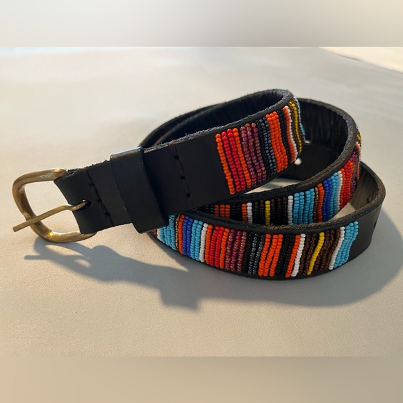 Global Girls, one of a kind, beaded leather belt, NWOT main image 5